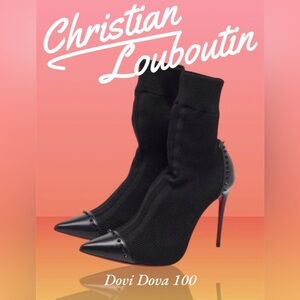 Christian Louboutin Black Dovi Dova 100 Sock Heels